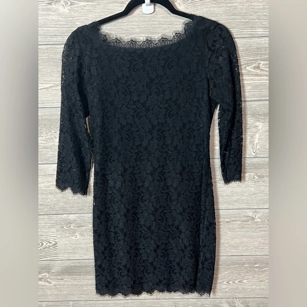 Diane von Furstenberg Lace Sheath Mini Dress Size 6 Black - Picture 5 of 9